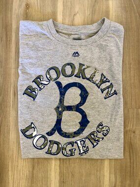 Brooklyn Dodgers Gray 100% Cotton Tshirt, Men's Size 2XLT